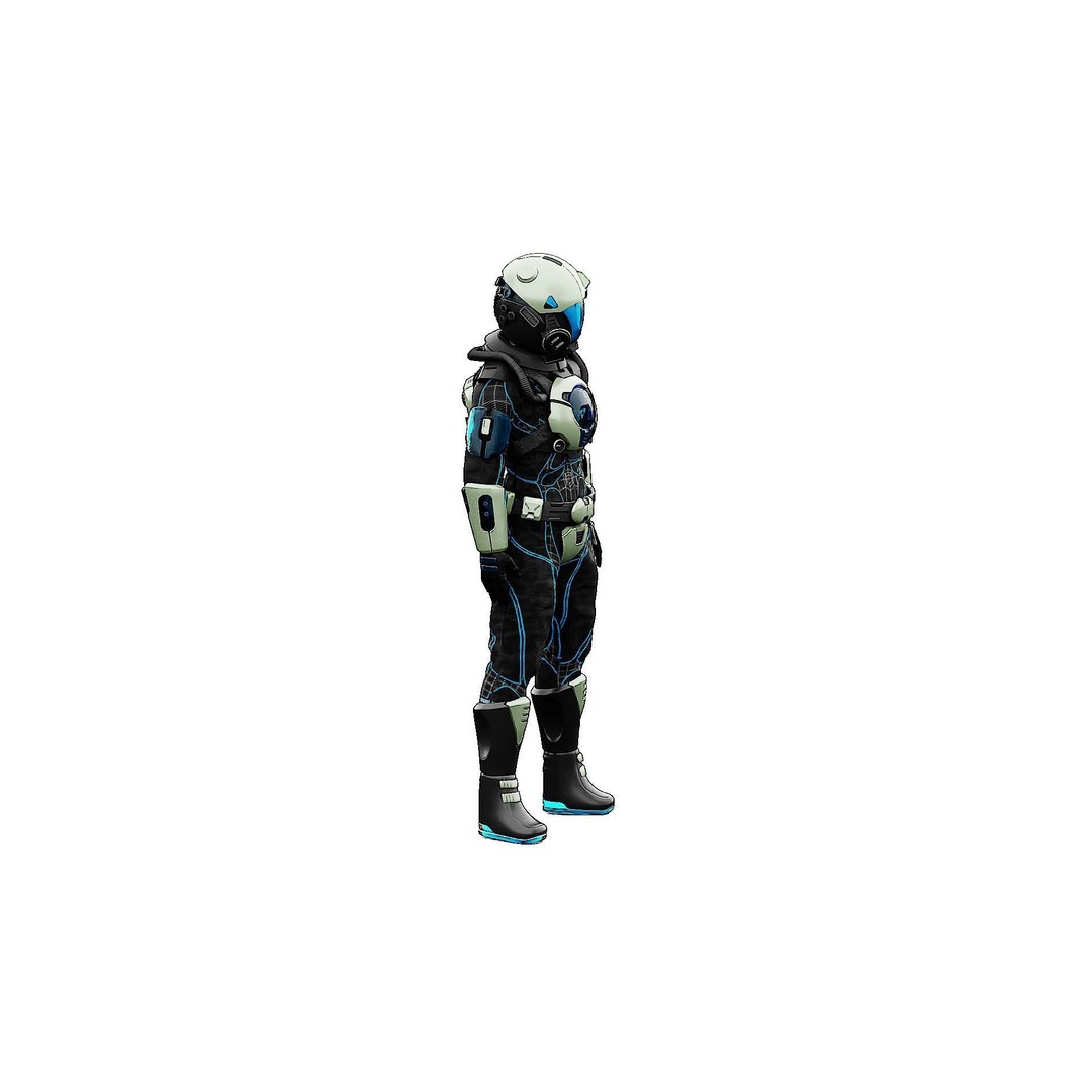 Cyber Astronaut-F 3D Model – Rigged Sci-Fi Character for Animation - View 7