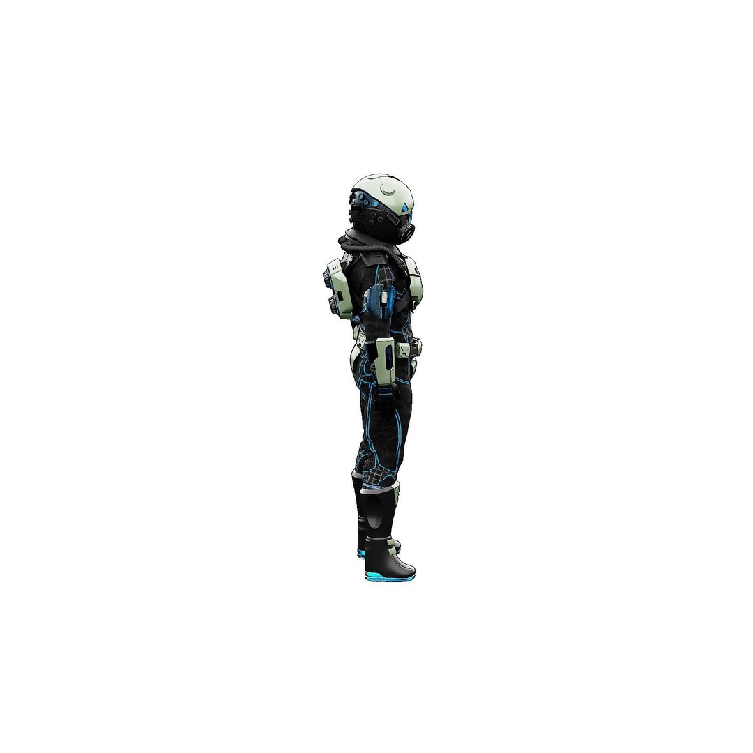 Cyber Astronaut-F 3D Model – Rigged Sci-Fi Character for Animation - View 9