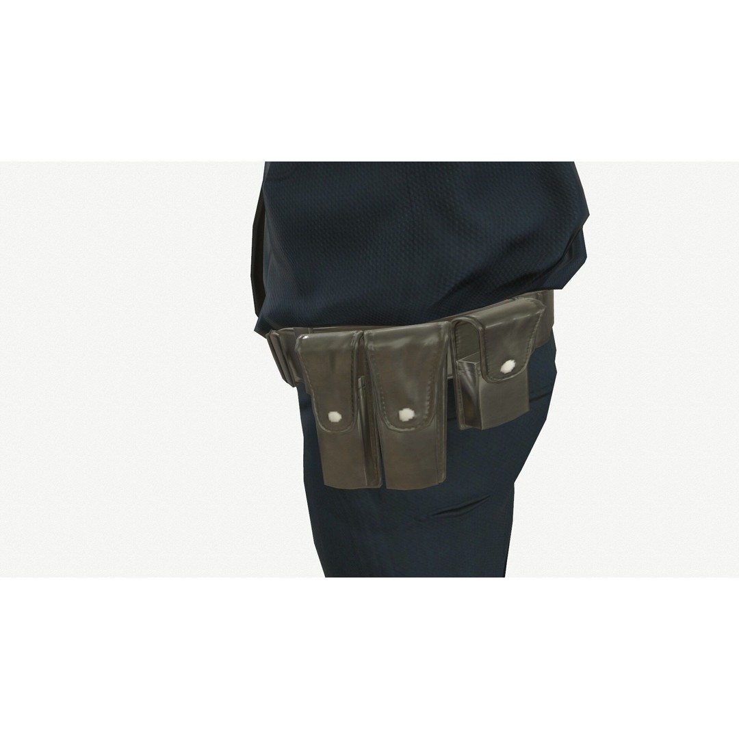 Male Police Character 3D Model – Low Poly PBR Game Asset, FBX - View 12