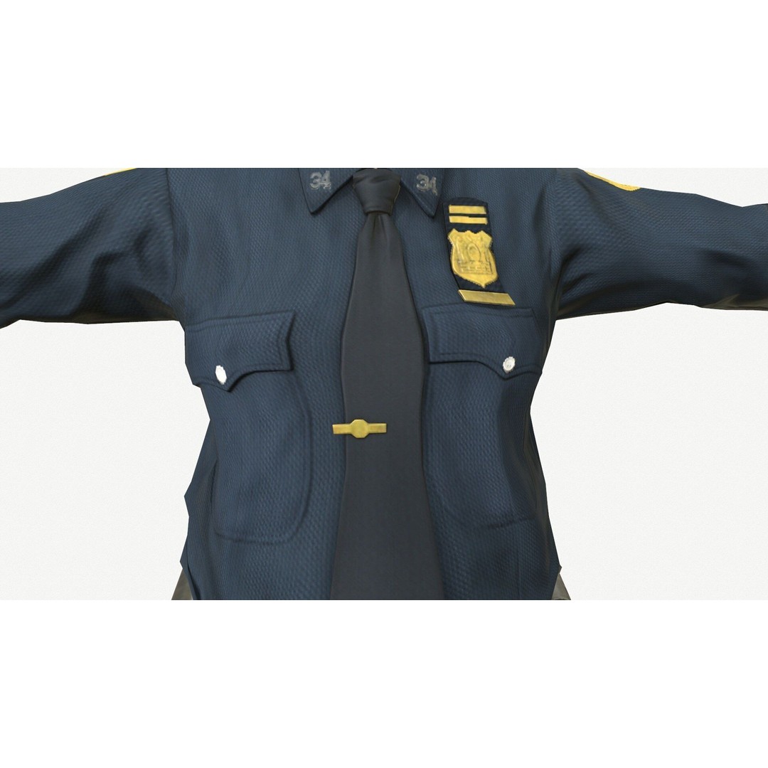Male Police Character 3D Model – Low Poly PBR Game Asset, FBX - View 13