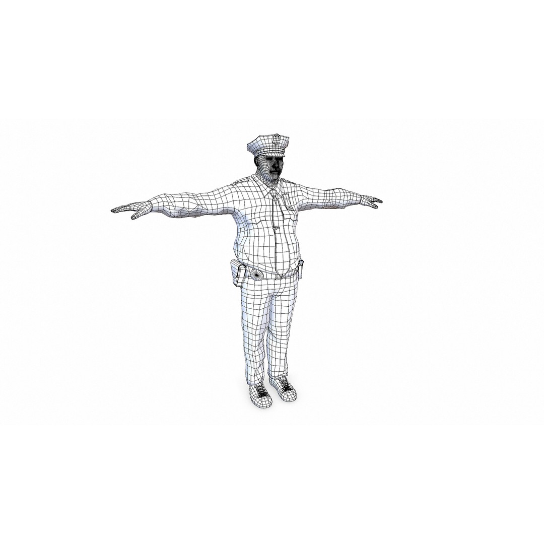 Male Police Character 3D Model – Low Poly PBR Game Asset, FBX - View 14