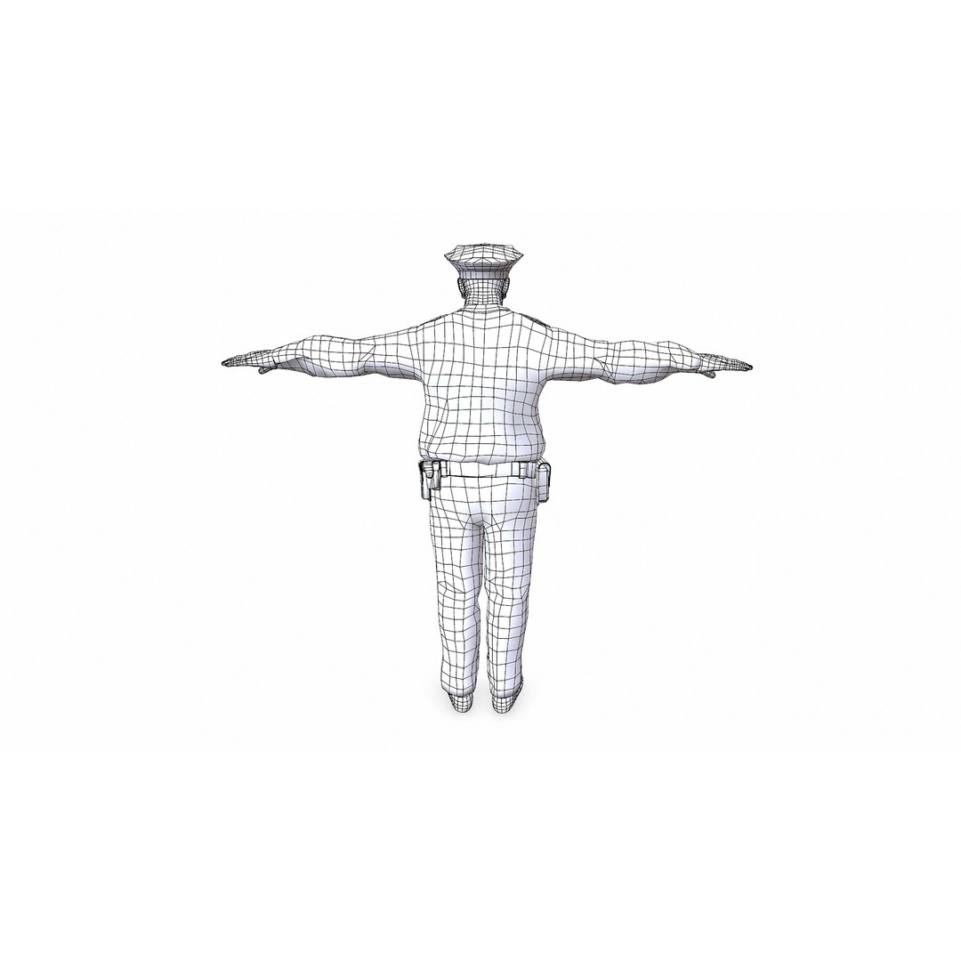 Male Police Character 3D Model – Low Poly PBR Game Asset, FBX - View 15