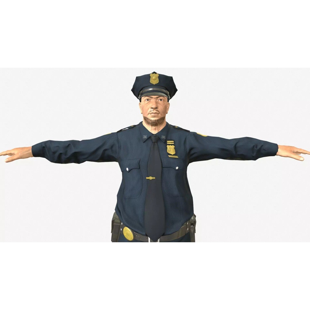Male Police Character 3D Model – Low Poly PBR Game Asset, FBX - View 2