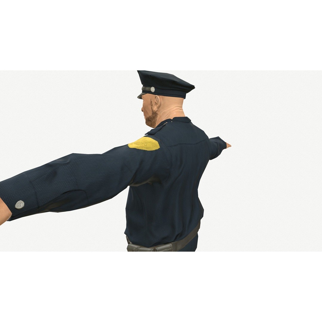 Male Police Character 3D Model – Low Poly PBR Game Asset, FBX - View 4