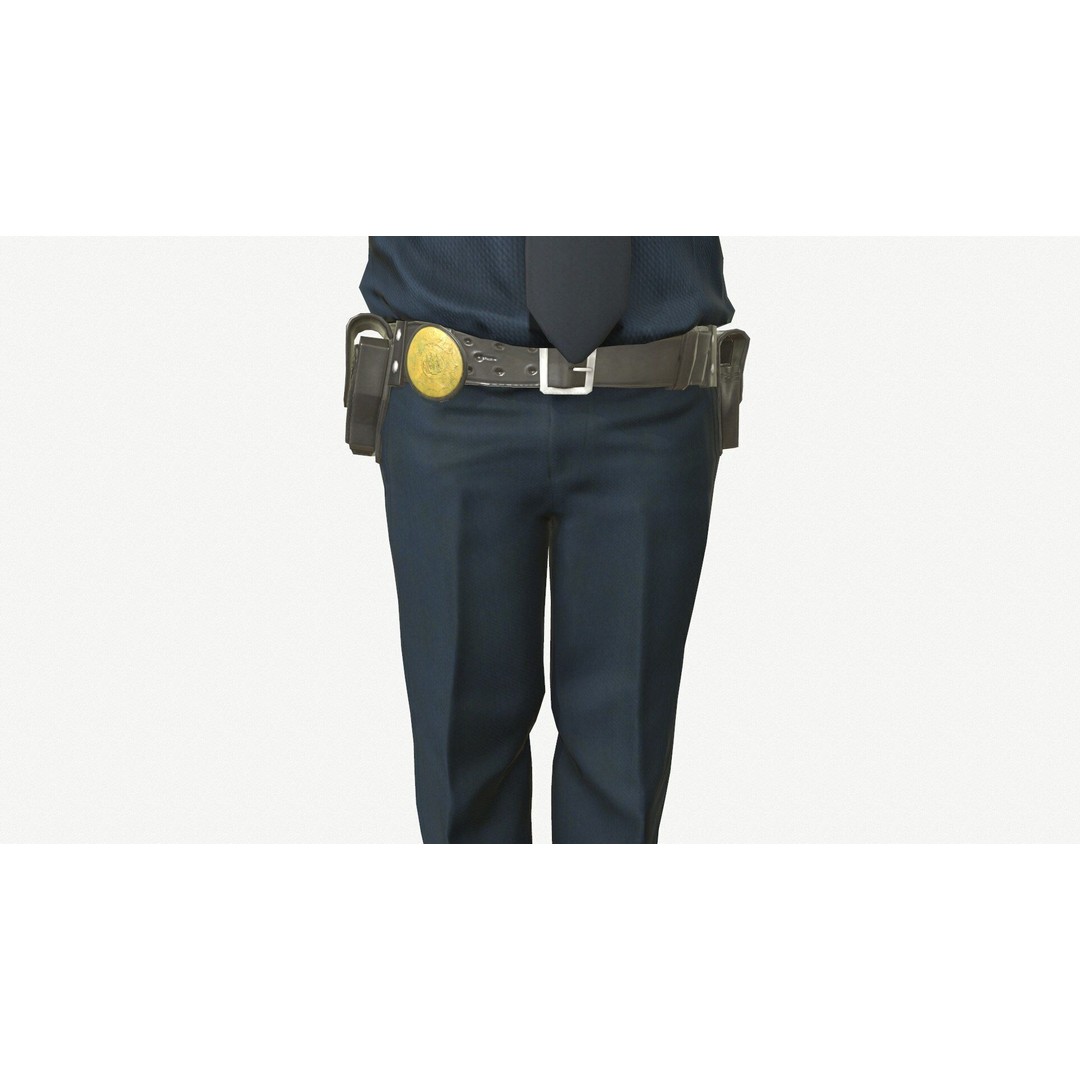 Male Police Character 3D Model – Low Poly PBR Game Asset, FBX - View 8