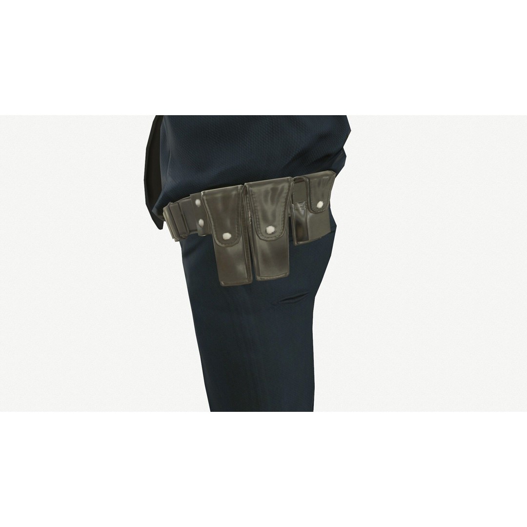 Male Police Character 3D Model – Low Poly PBR Game Asset, FBX - View 9