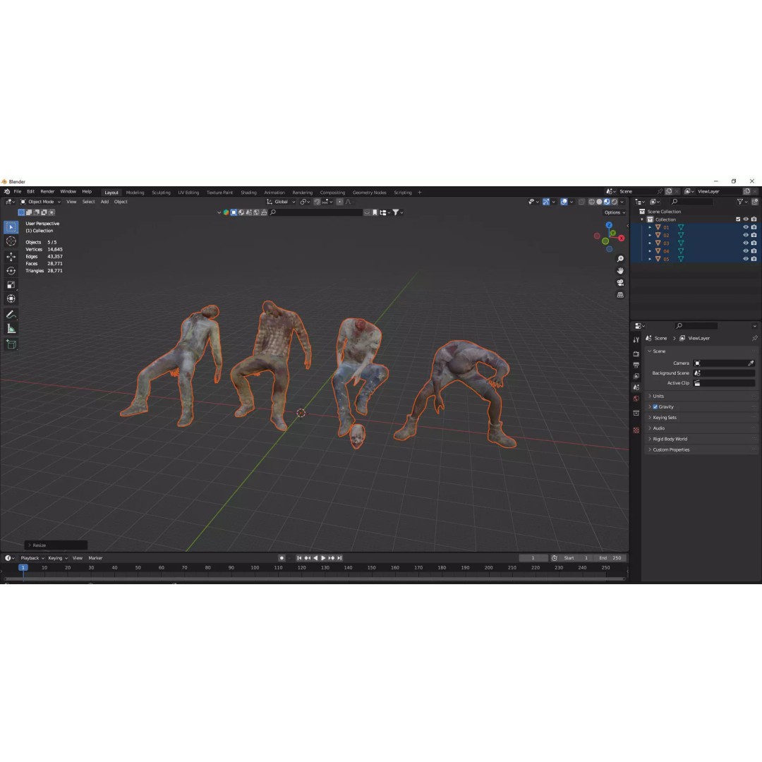 Human Corpses Pack X2 3D Model – Low Poly Game Asset with PBR Textures