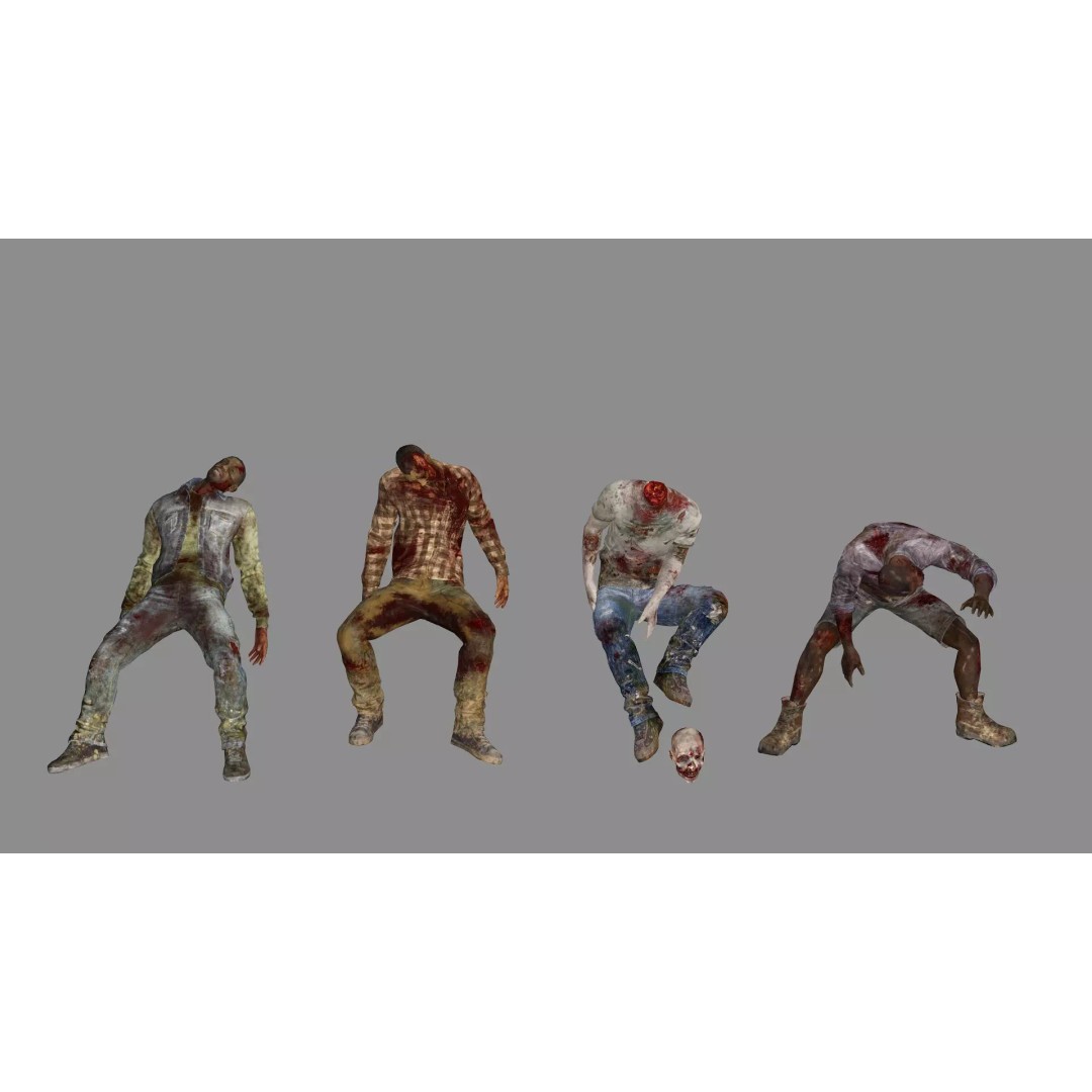 Human Corpses Pack X2 3D Model – Low Poly Game Asset with PBR Textures - View 4