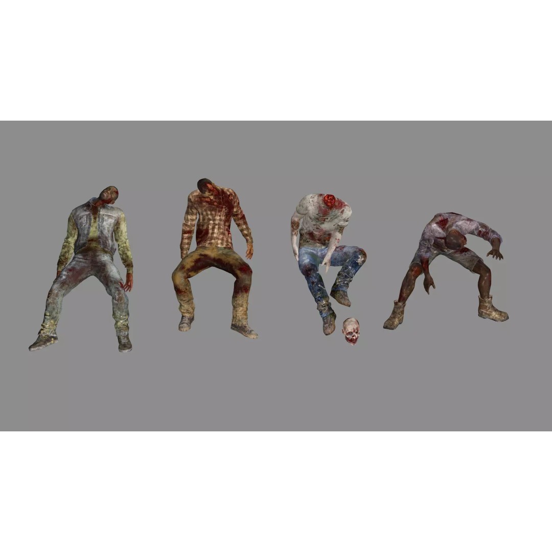 Human Corpses Pack X2 3D Model – Low Poly Game Asset with PBR Textures - View 5