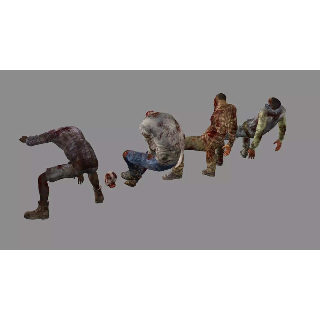 Human Corpses Pack X2 3D Model – Low Poly Game Asset with PBR Textures - View 6
