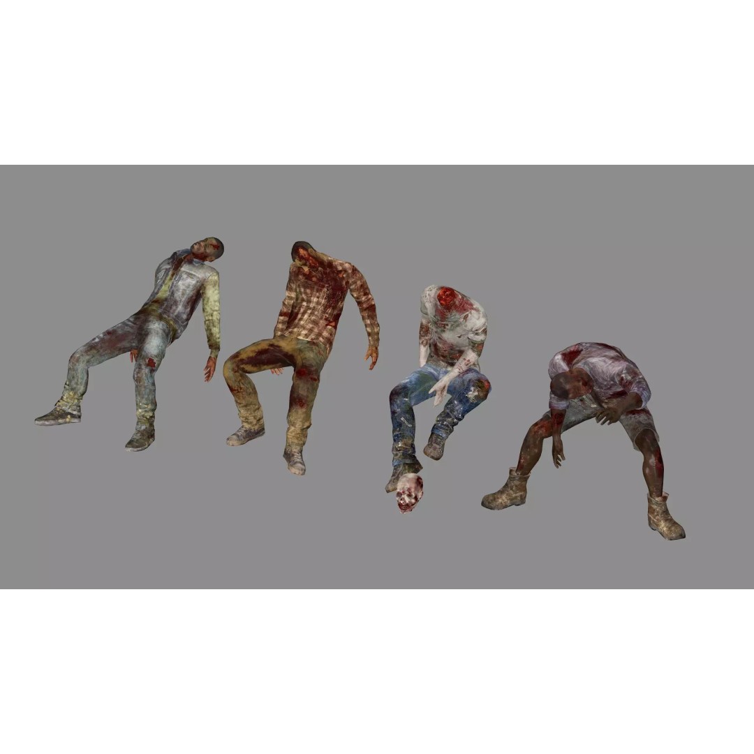 Human Corpses Pack X2 3D Model – Low Poly Game Asset with PBR Textures - View 7