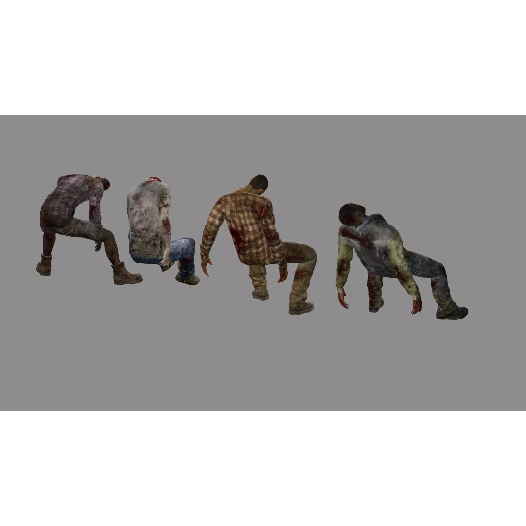 Human Corpses Pack X2 3D Model – Low Poly Game Asset with PBR Textures - View 8