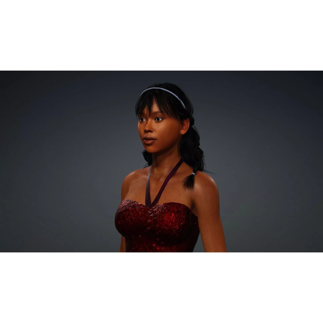 Black Woman Character 3D Model – Realistic Rigged Asset, FBX - View 10
