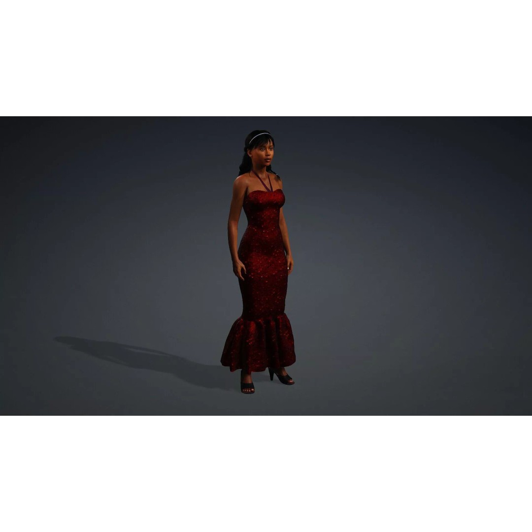 Black Woman Character 3D Model – Realistic Rigged Asset, FBX - View 11