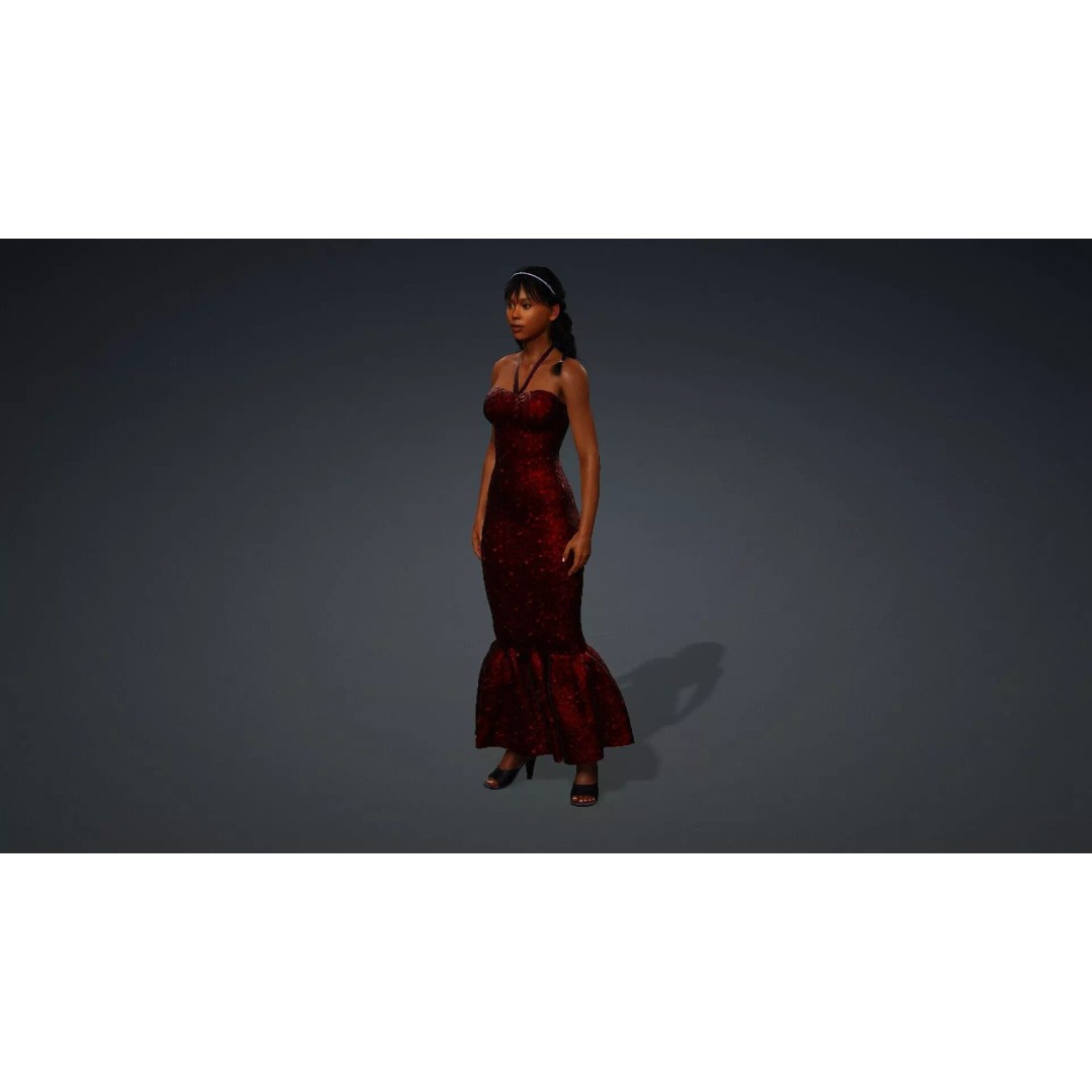 Black Woman Character 3D Model – Realistic Rigged Asset, FBX - View 12