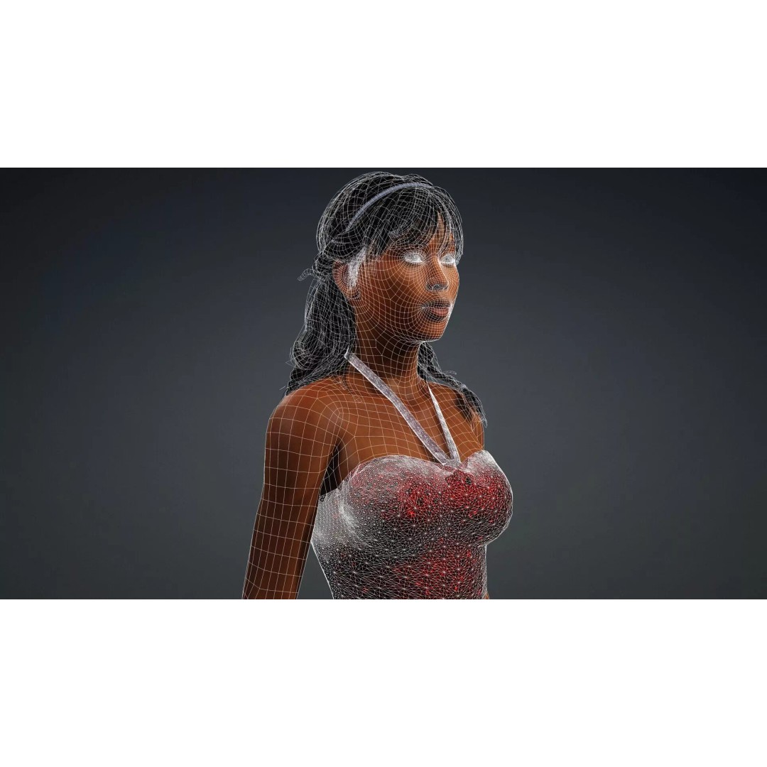 Black Woman Character 3D Model – Realistic Rigged Asset, FBX - View 19