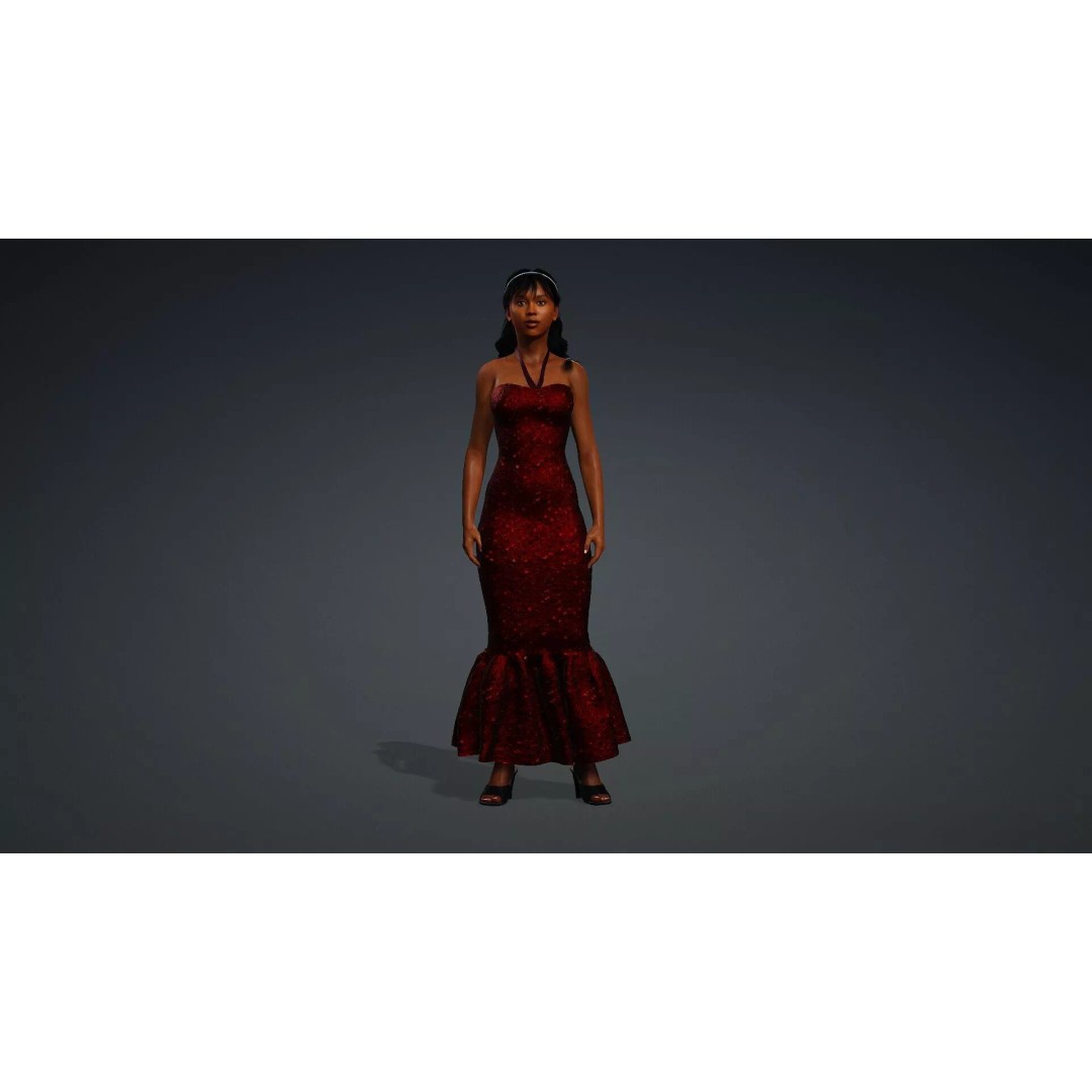 Black Woman Character 3D Model – Realistic Rigged Asset, FBX - View 3