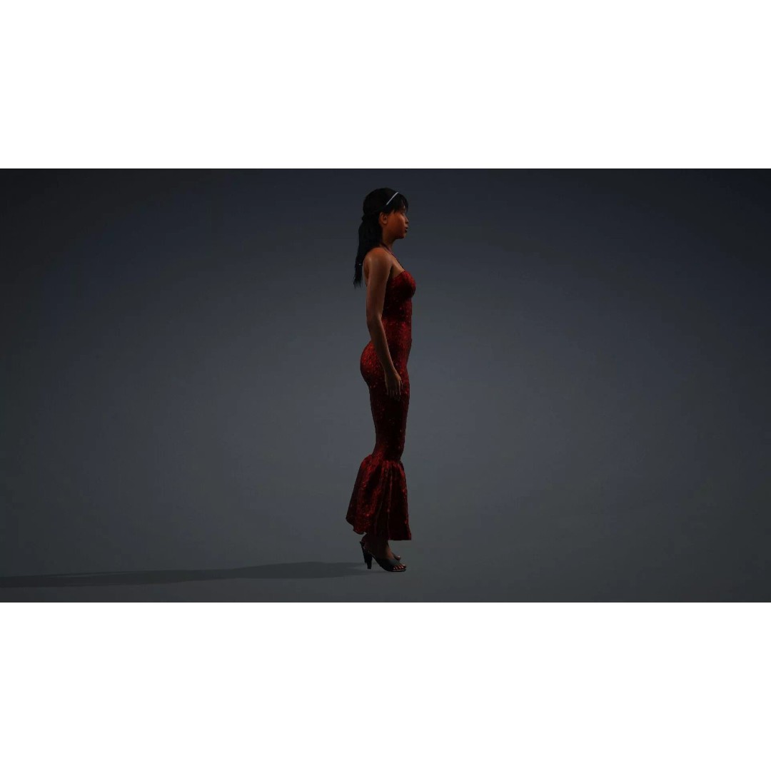 Black Woman Character 3D Model – Realistic Rigged Asset, FBX - View 4