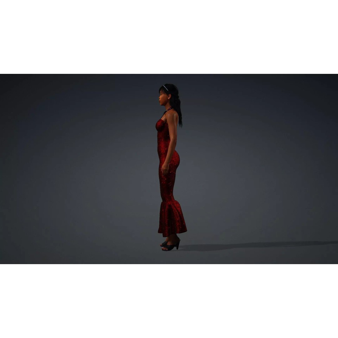 Black Woman Character 3D Model – Realistic Rigged Asset, FBX - View 5