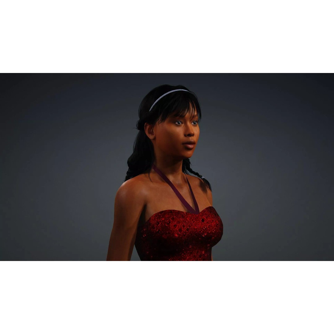Black Woman Character 3D Model – Realistic Rigged Asset, FBX - View 9