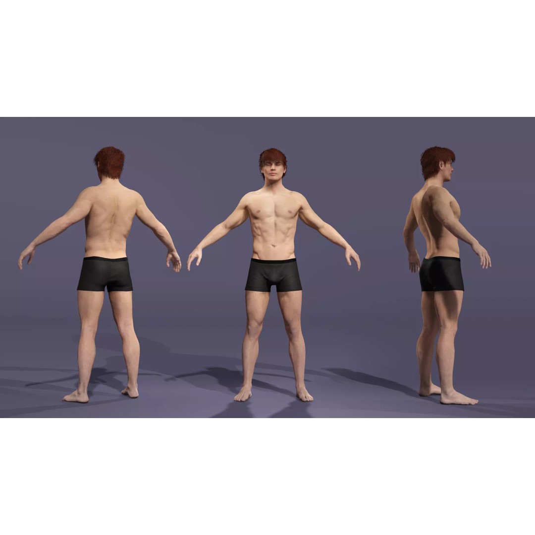 Realistic Male Character 3D Model – Fully Rigged with Facial Expressions, FBX & Blender - View 4