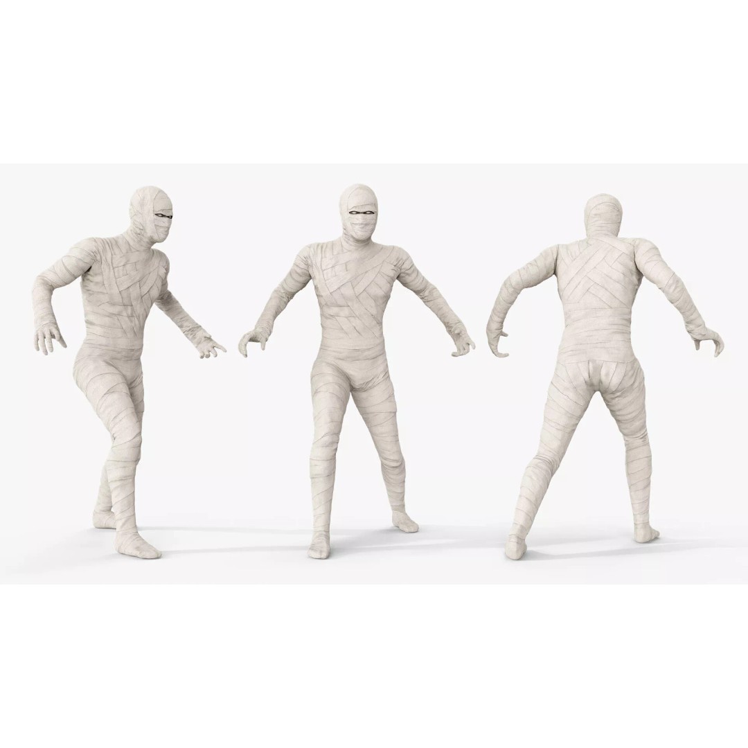 Mummy 3D Model – Rigged Character in Clean Bandage, FBX & OBJ - View 3