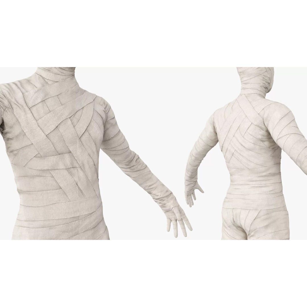 Mummy 3D Model – Rigged Character in Clean Bandage, FBX & OBJ - View 6