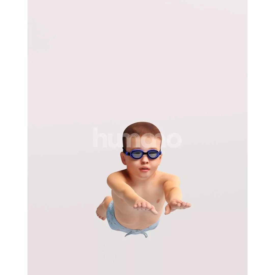 Humano Swimming Kid Boy 3D Model – PBR Textured, Game-Ready, FBX - View 10