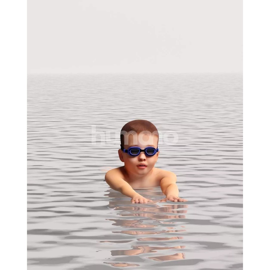 Humano Swimming Kid Boy 3D Model – PBR Textured, Game-Ready, FBX - View 13