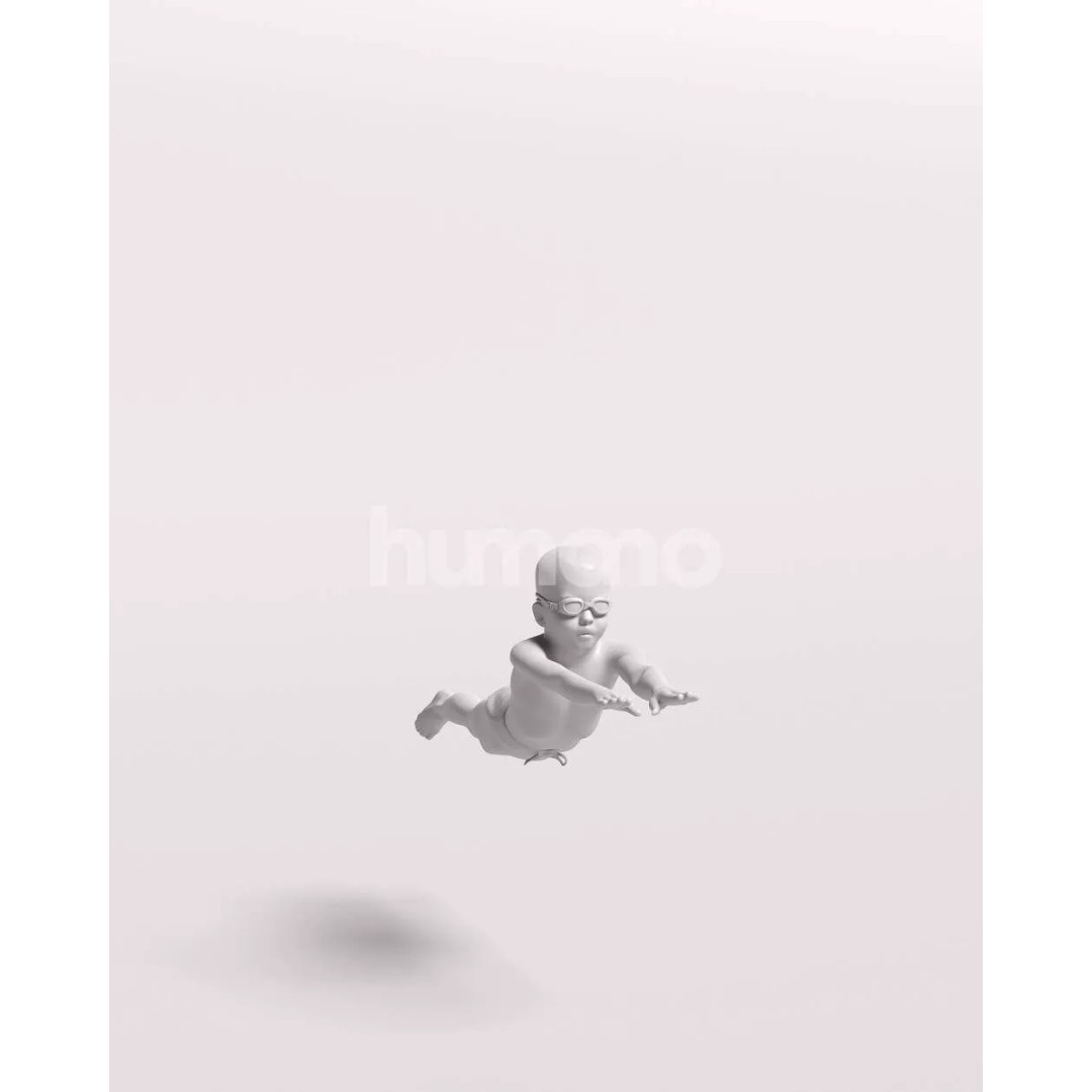 Humano Swimming Kid Boy 3D Model – PBR Textured, Game-Ready, FBX - View 3