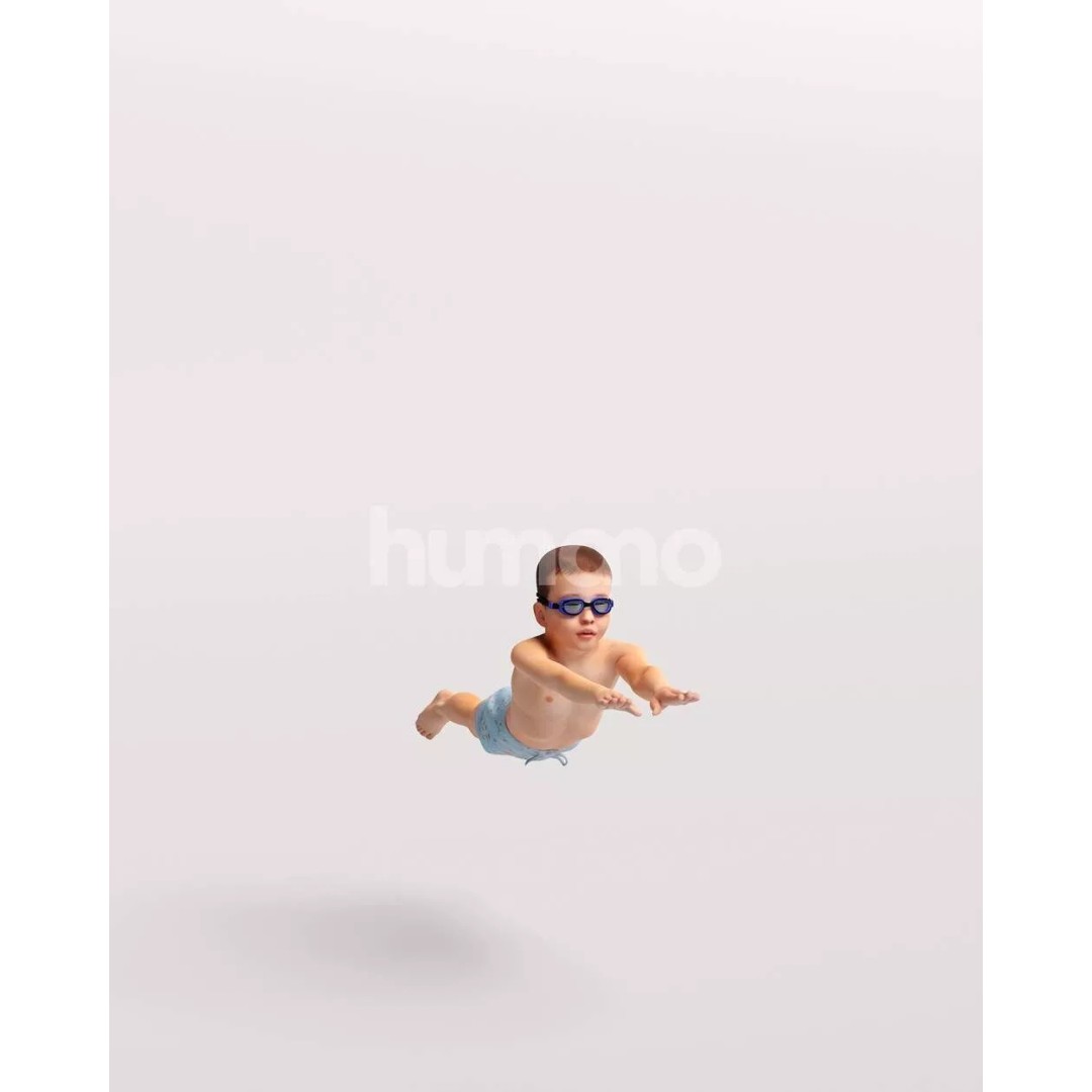 Humano Swimming Kid Boy 3D Model – PBR Textured, Game-Ready, FBX - View 4