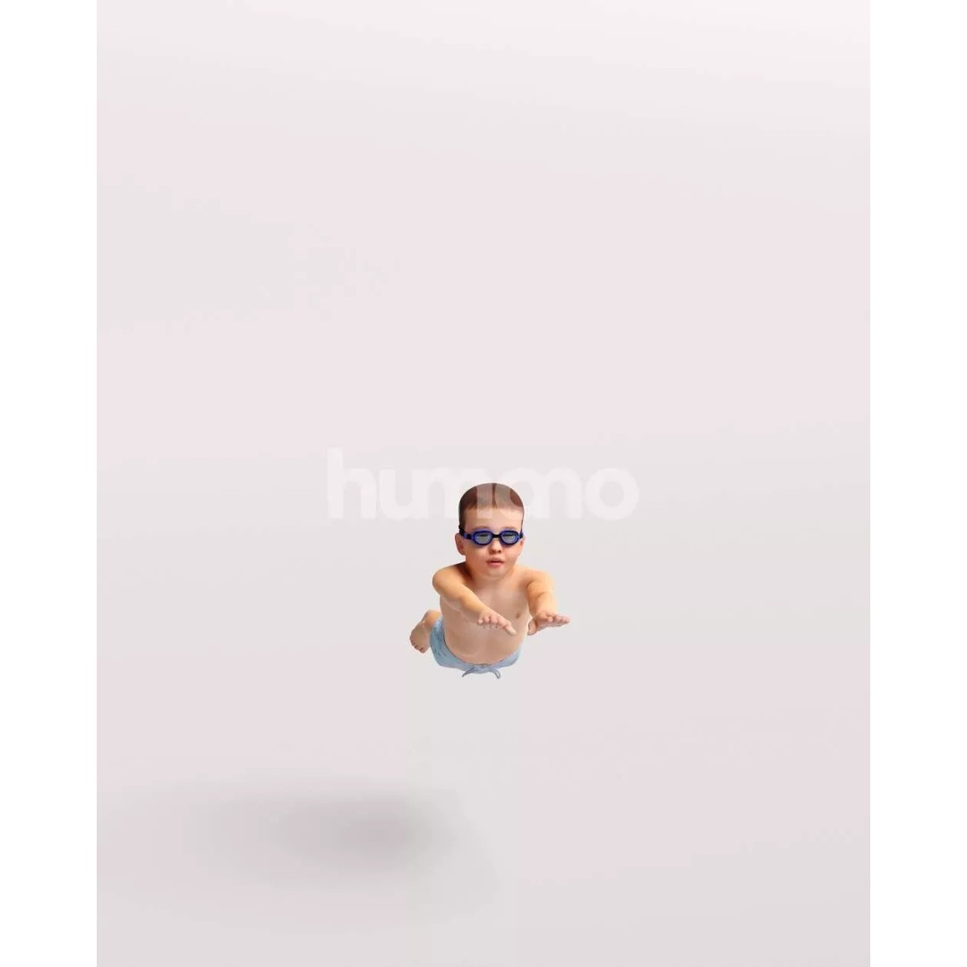 Humano Swimming Kid Boy 3D Model – PBR Textured, Game-Ready, FBX - View 7