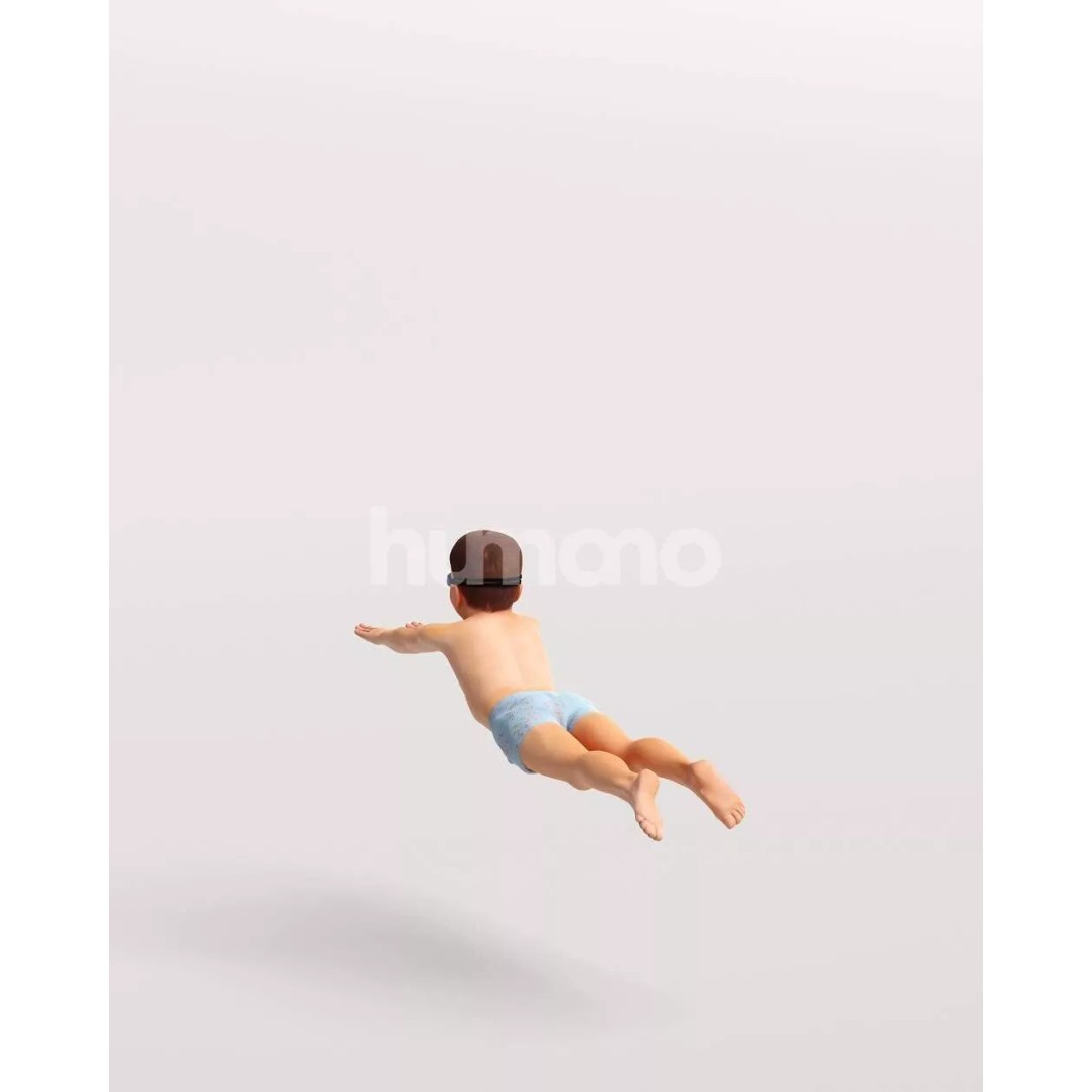 Humano Swimming Kid Boy 3D Model – PBR Textured, Game-Ready, FBX - View 8