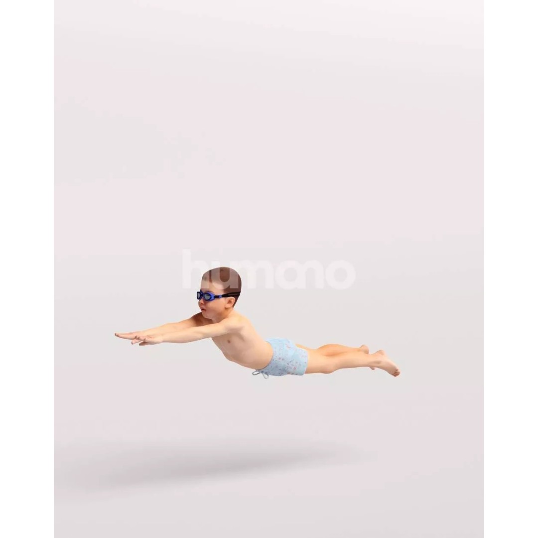 Humano Swimming Kid Boy 3D Model – PBR Textured, Game-Ready, FBX - View 9