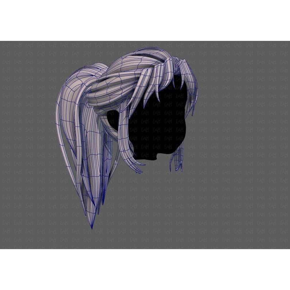 3D Girl Hair Model – Low Poly Cartoon Hairstyle for Animation, FBX - View 12