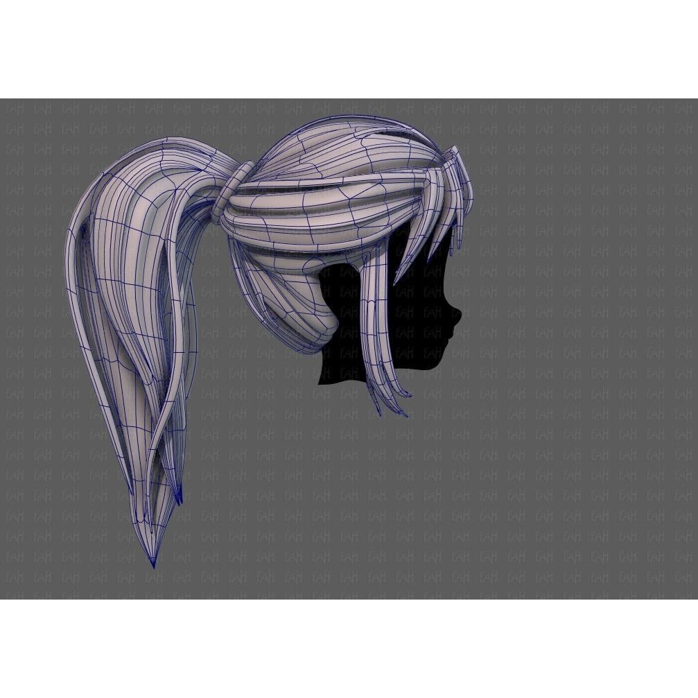 3D Girl Hair Model – Low Poly Cartoon Hairstyle for Animation, FBX - View 13