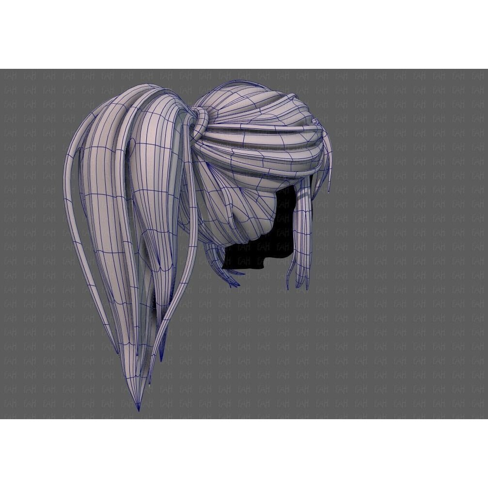 3D Girl Hair Model – Low Poly Cartoon Hairstyle for Animation, FBX - View 14