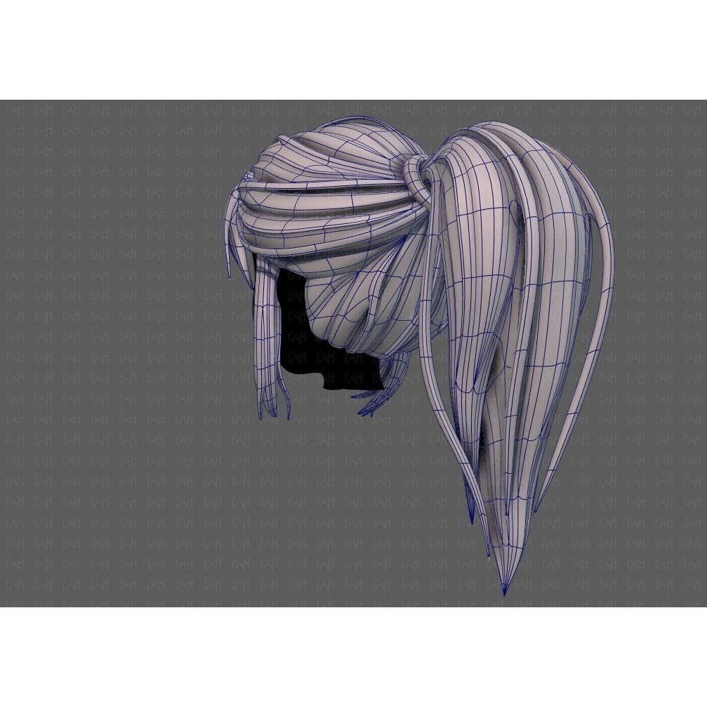 3D Girl Hair Model – Low Poly Cartoon Hairstyle for Animation, FBX - View 16