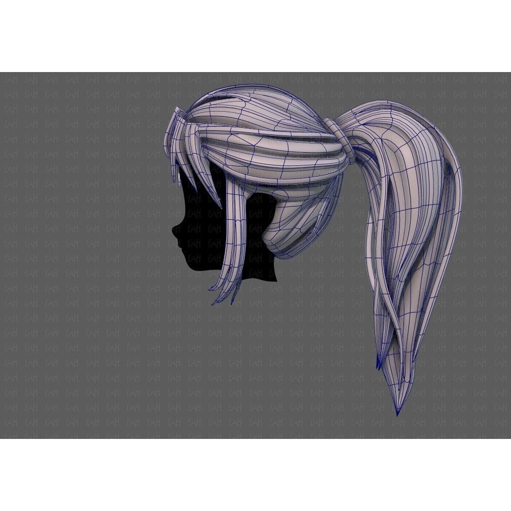 3D Girl Hair Model – Low Poly Cartoon Hairstyle for Animation, FBX - View 17