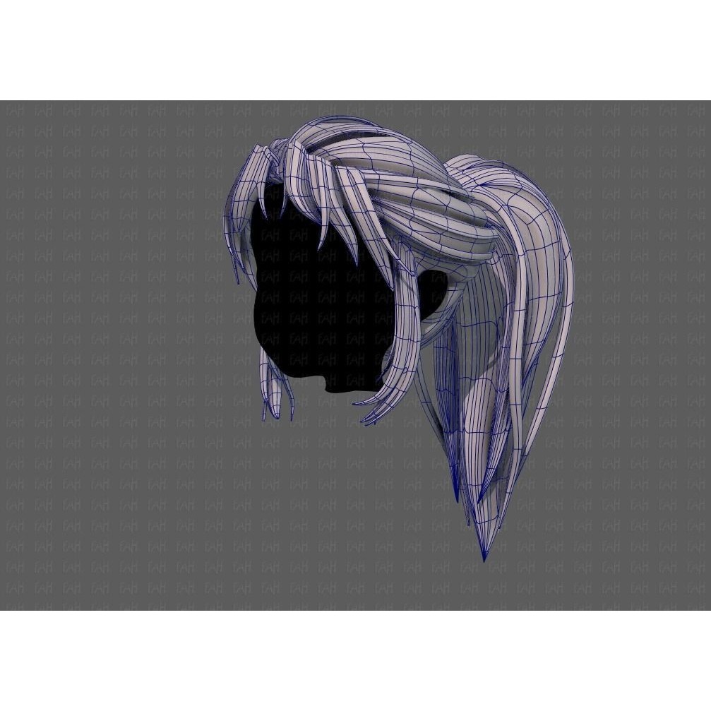 3D Girl Hair Model – Low Poly Cartoon Hairstyle for Animation, FBX - View 18