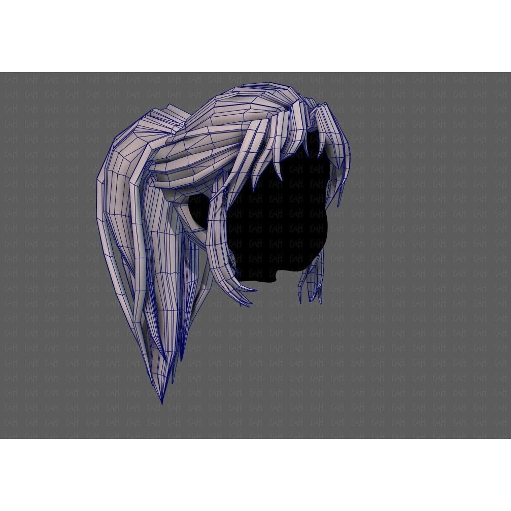 3D Girl Hair Model – Low Poly Cartoon Hairstyle for Animation, FBX - View 28