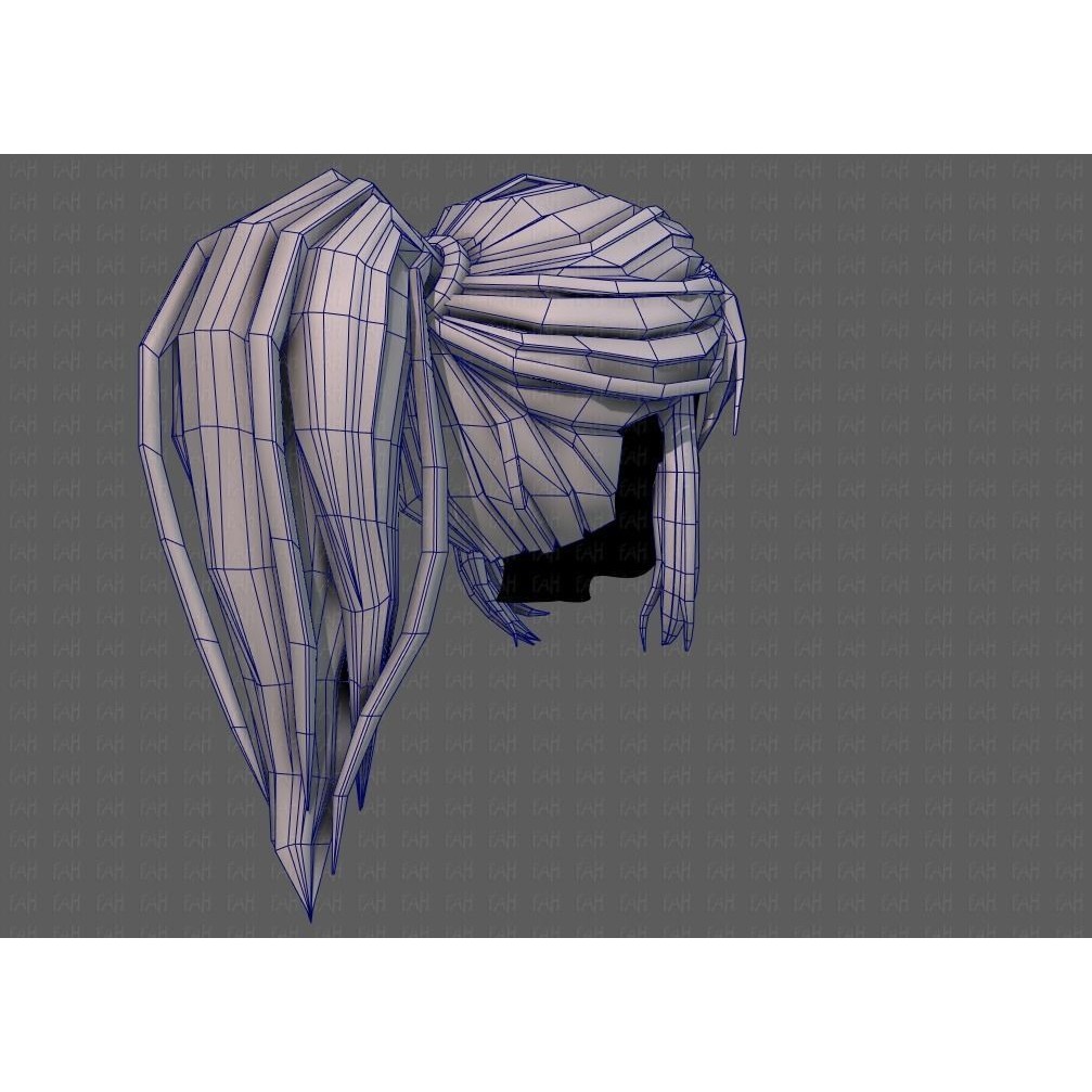 3D Girl Hair Model – Low Poly Cartoon Hairstyle for Animation, FBX - View 30