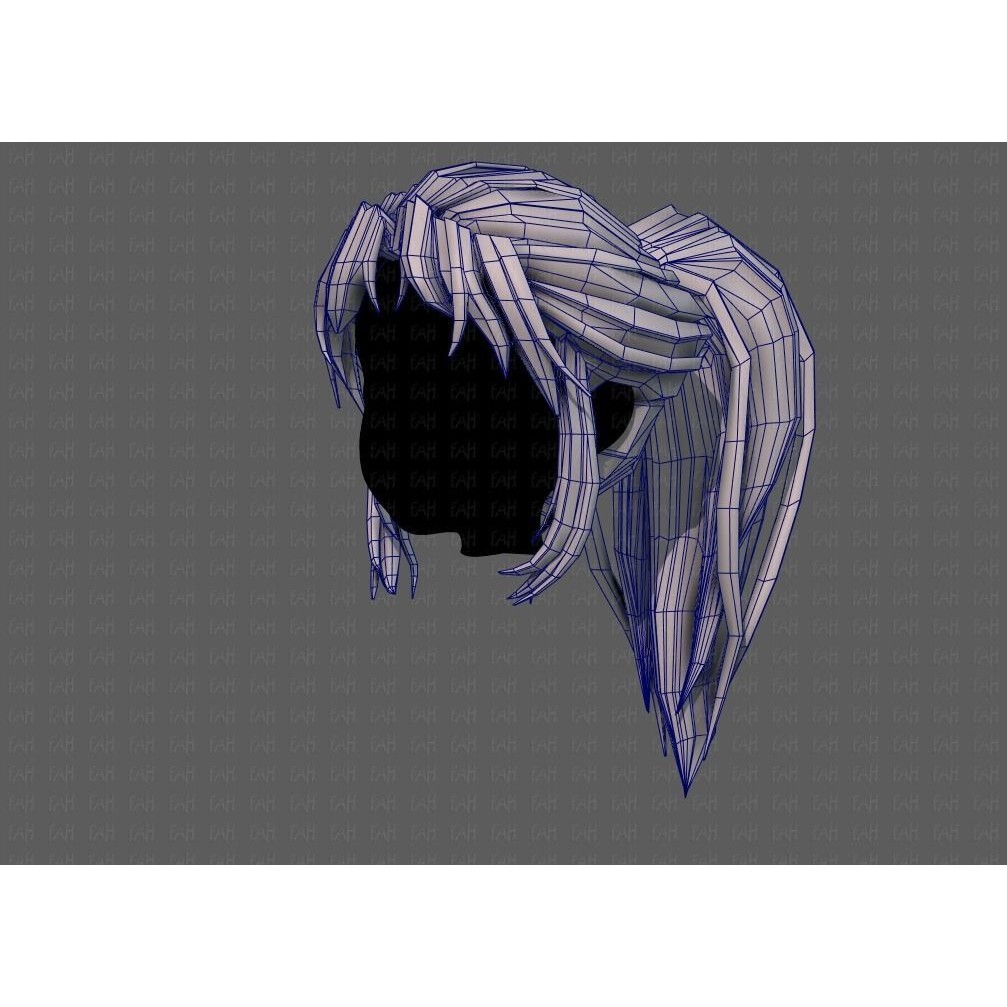 3D Girl Hair Model – Low Poly Cartoon Hairstyle for Animation, FBX - View 34