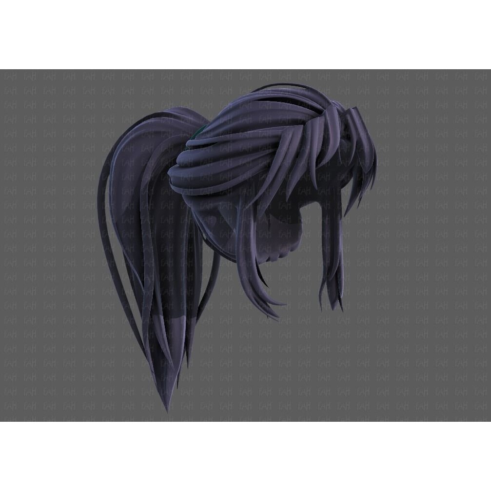 3D Girl Hair Model – Low Poly Cartoon Hairstyle for Animation, FBX - View 39