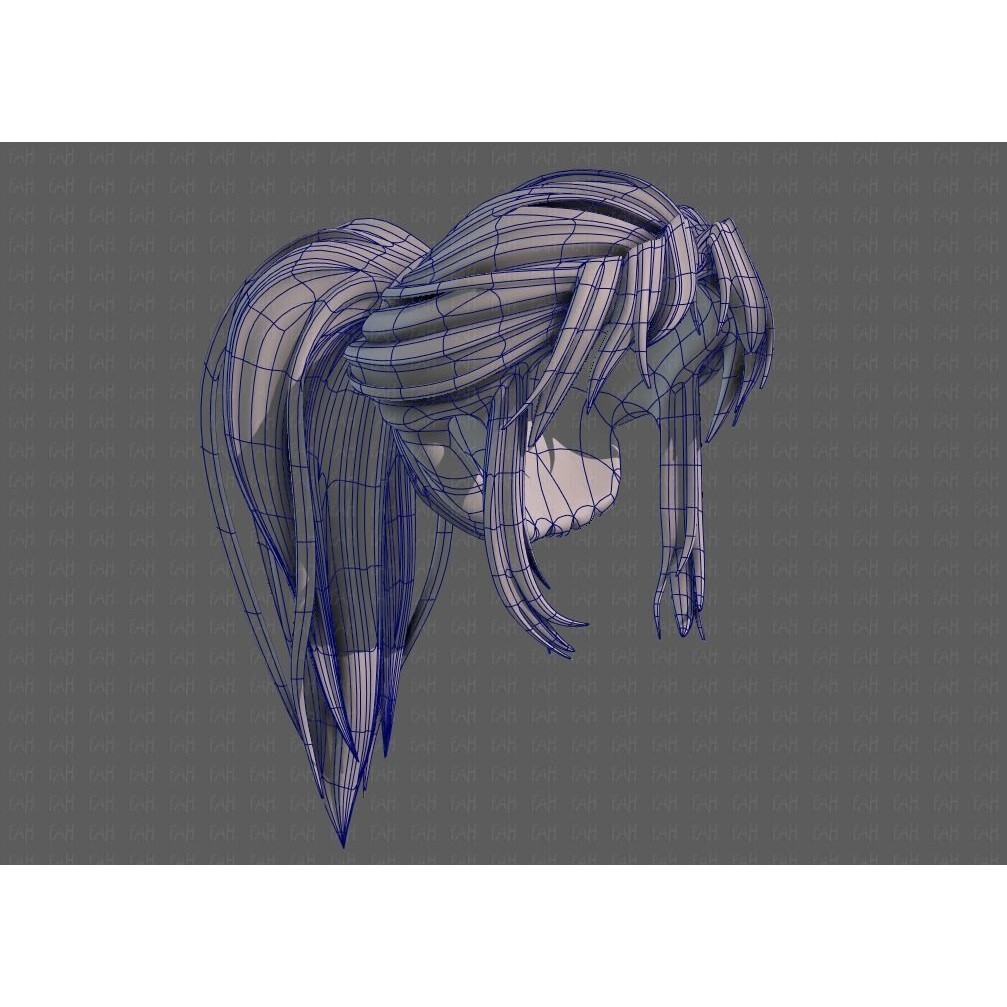 3D Girl Hair Model – Low Poly Cartoon Hairstyle for Animation, FBX - View 40