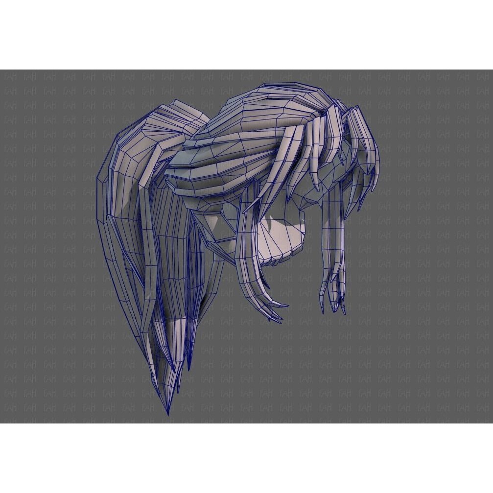 3D Girl Hair Model – Low Poly Cartoon Hairstyle for Animation, FBX - View 42