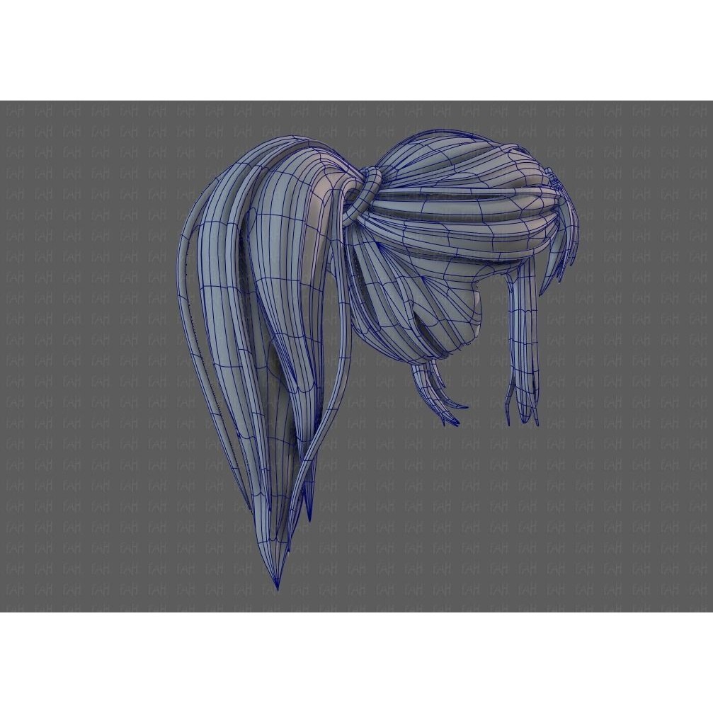 3D Girl Hair Model – Low Poly Cartoon Hairstyle for Animation, FBX - View 44