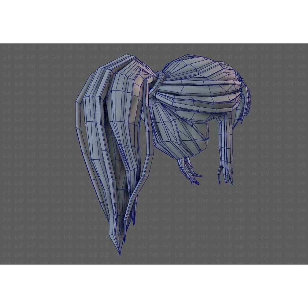 3D Girl Hair Model – Low Poly Cartoon Hairstyle for Animation, FBX - View 46