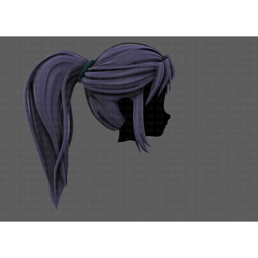 3D Girl Hair Model – Low Poly Cartoon Hairstyle for Animation, FBX - View 5