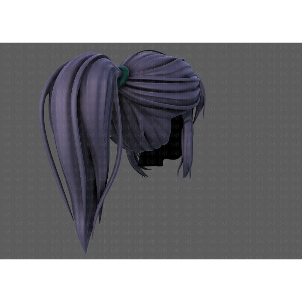 3D Girl Hair Model – Low Poly Cartoon Hairstyle for Animation, FBX - View 6